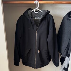 Carhartt Black Rain Defender Relaxed Fit Sherpa Lined Sweatshirt/Coat
